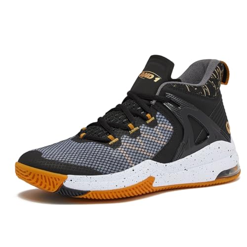 AND1 Turnaround Men’s Basketball Shoes, Indoor or Outdoor Basketball Sneakers for Men, Street or Court - Black/Yellow, 9.5 Medium