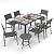 Pamapic Aluminum Outdoor Dining Set, Patio Dining Set for 8 with 6 Outdoor Stackable Chairs, Patio Table and Chairs Set with Plastic-Wood Table Top for Patio, Garden(Charcoal Gray)