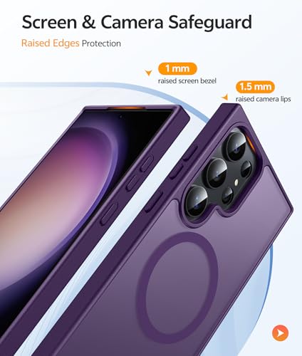 Image of FNTCASE for Samsung Galaxy S23 Ultra Case: [Fit for Magsafe] Magnetic Translucent Matte Anti-Fingerprint Cell Phone Cover Military Grade Shockproof Protective Case