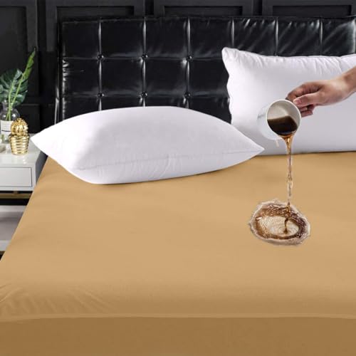 Image of Ayka 100% Waterproof Cotton Terry Mattress Protector Single Size Breathable Hypoallergenic Noiseless Ultra Soft Fitted Bed Protector 78x36 inch Mattress /Bed Cover (Single 78*36 inch | 6.5x3 ft, Beige)