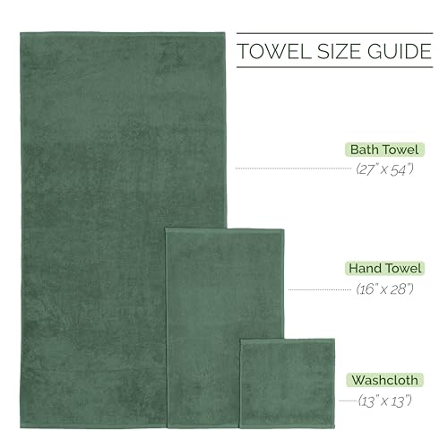Image of Elegant Comfort Luxury 6-Piece 100% Turkish Cotton Jacquard Braided Textured Premium Hotel Quality Towel Set- Soft and Absorbent, Includes 2 Bath Towels, 2 Hand Towels and 2 Washcloths, Forest Green