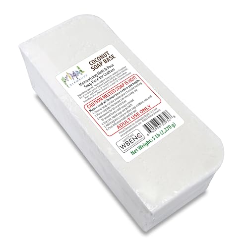 Primal Elements Coconut Oil Soap Base - Moisturizing Melt and Pour Glycerin Soap Base for Crafting and Soap Making Easy to Cut - 5 Pound
