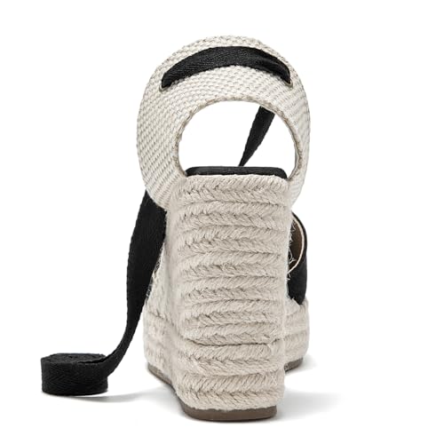 Image of Womens Espadrille Wedge Sandals Closed Toe Platform Lace Up Ankle Strap Slingback Summer Dress Shoes