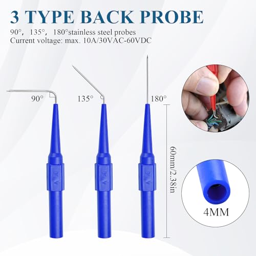 Image of Supkiir 35Pcs Back Probe Kit, Including 5 Automotive Test Leads, 10 Alligator Clips, 5 Wire Piercing Probes, and 15 Multi Angle Flexible Needles for Automotive Electronic Diagnostics Testing Repairing