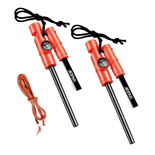 AOFAR Fire Starter AF-381/AF-381plus Fire Steel with Paracord and Whistle for Camping, Hiking, Hunting, Backpacking, Boating, Emergency Rescue…
