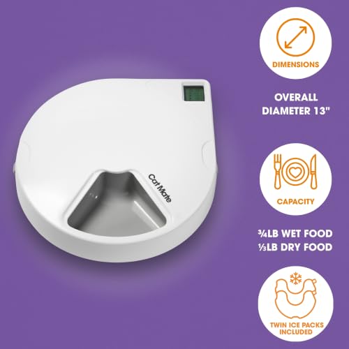 Cat Mate C500 Automatischer Futterautomat mit Digitalem Timer, Weiß