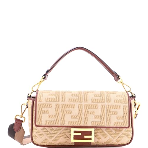 Fendi, Pre-Loved Baguette NM Bag Zucca Embroidered Canvas Medium, Neutral