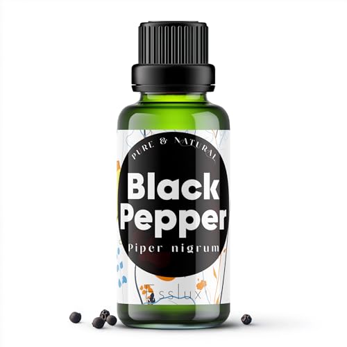 Image of Esslux Black Pepper Essential Oil - 100% Pure Natural Black Pepper Oil for Aromatherapy, Diffuser & Skin | Spicy, Warm Aroma Ideal for Massage & Soap Making - Therapeutic Grade - 15 ML