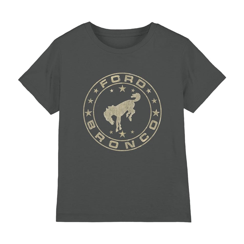 Ford Bronco Vintage Star Bronco Kids T Shirt, Charcoal, 5-6