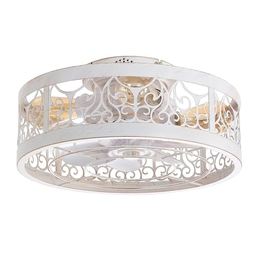 16.5-in Vintage Distressed White Low Profile Ceiling Fan with Remote Control(7-Blade) Mission Craftsman Modern Contemporary Nautical Coastal Iron - Image 4