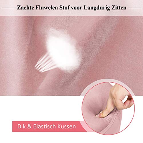 COSTWAY Moderne ronde fluwelen voetensteun kruk, fluwelen ottomaans met stevige metalen poten, beklede gestoffeerde… - Image 7