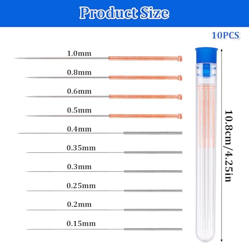 3D Printer Nozzle Cleaning Kit, 10 Pcs Stainless Steel Nozzle Cleaning Needles 0.15/0.2/0.25/0.3/0.35/0.4/0.5/0.6/0.8/1.0mm for 3D Printer Accessories - Thumbnail 3