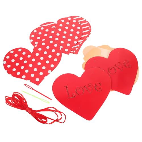 HOOTNEE Guirnaldas de Corazones para San Valentín, Banderines de Papel en Rosa Puntos, 2 Piezas, Decoración para Fiestas, Accesorio para Fotos y Pancarta para Aniversario y Bodas