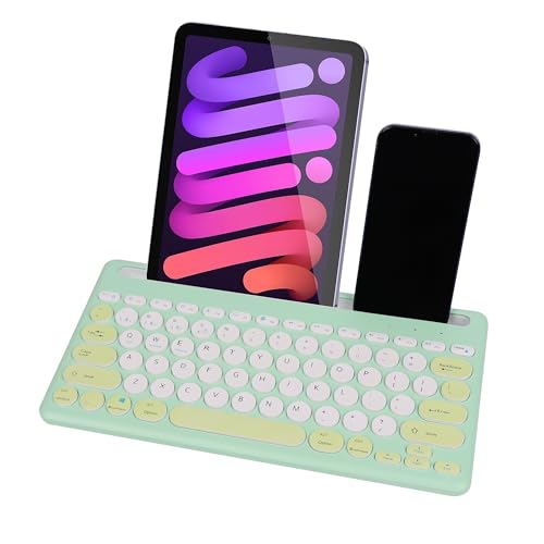 タブレット用Bluetoothキーボード BluetoothとUSB接続 ワイヤレス充電式ブルートゥース 小型 マルチデバイスの切り替え 超薄型 スタンド機能付き 78キー iPad用キーボード Mac/iOS/Android/Windows対応 (グリー