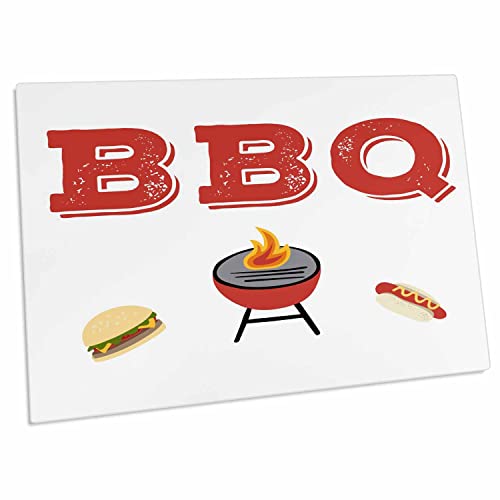 Alfombrilla de escritorio grande 3dRose BBQ con diseño de parrilla miniatura 1