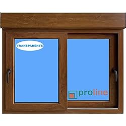 VENTANA PVC CORREDERA COLOR MADERA ROBLE DORADO 1200x1155 2 HOJAS CON PERSIANA VIDRIO TRANSPARENTE CLIMALIT