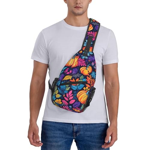 Mochila de hombro urbana con patrón de calabaza colorida miniatura 7