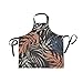 LDIYEU Plante Herbe Feuilles Gris Orange Tablier de Cuisine avec 2 Poches Sangle Réglable pour Chef Boulanger Serveurs Hommes Enfant