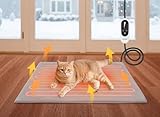 Velvopet Pet Heating Pad for Cats and Small Dogs – Heated Cat Bed with 4-Level Timer & 6-Level Temperature, Waterproof Indoor Warming Mat with Chew-Resistant Cord & Soft Washable Cover, 16"x18"