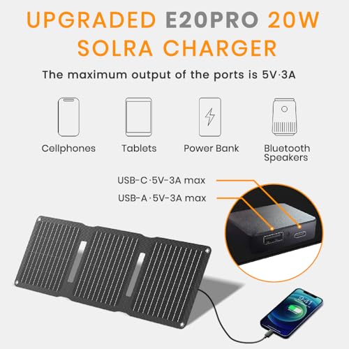 FlexSolar 20W Solar Panel Charger 5V USB-A USB-C Output Portable Foldable Small Power IP67 Waterproof Camping Backpacking Hiking Emergency for Phones Power Banks Flashlight Fans - Image 5