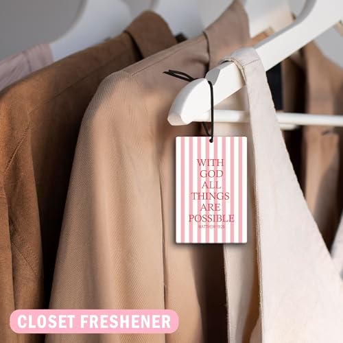 Image of Pink Christian Car Air Freshener 4Pcs, Girly Bow Air Freshener for Car Interior Closet Drawer Books, Cute Preppy Christian CarMirror Decor Hanging, Pink Girly Bow CarAccessories for Women