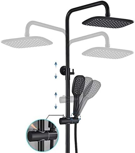 Bathroom Thermostatic Shower Faucet Black Rain Shower Mixer Tap Wall Mounted Bathtub Faucet Shower Bathroom Shower Set,Thermostatic Black A,Thermostatic Chrome