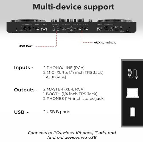 Image of Pioneer DDJ-REV7 Scratch-Style 2-Channel Professional DJ Controller Bundle with Case, HDJ-X5-K Headphones, XLR Microphone Cable, TRS to Dual TS Breakout Cable, and Austin Bazaar Polishing Cloth