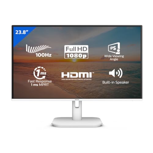 Image of PHILIPS 27E1N1100AW 27 inch Full HD Monitor, White Body, 100Hz Refresh Rate, 1ms, IPS, Low Blue, Easy Read Mode, HDMI, VESA Mount, Built-in Speakers, AMD FreeSync, Cable Management Design