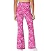 Xuxugorta Kids Girls Flare Leggings Pink Heart Print High Waisted Soft Casual Yoga Bell Bottoms Fashion Long Pants for Workout Running