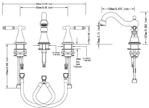 Rkf Two Handle Widespread Bathroom Sink Faucet With Pop-Up Drain With Overflow And Faucet Supply Hoses,Brushed Nickel,Wf013-4-Bn #TOP5
