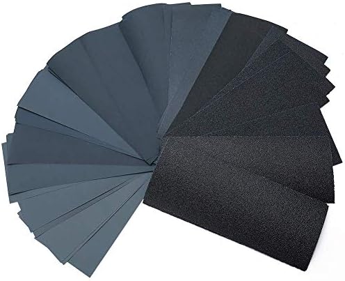 LotFancy Sandpaper, 45PCS, 80 to 3000 Grit Sand Paper Assortment, 9 x 3.6" Silicon Carbide Dry Wet Sanding Sheet, for Wood Furniture, Metal Sanding, Automotive Polishing, Wood Turning Finishing