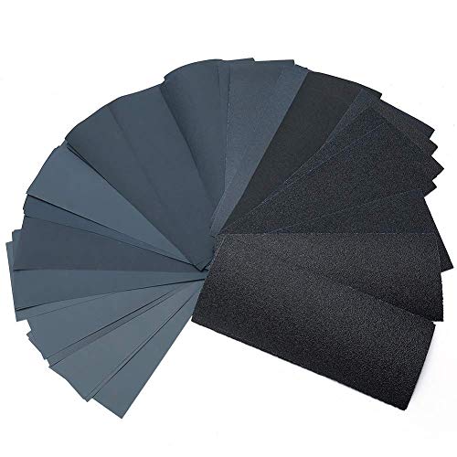 Lotfancy Sandpaper, 45Pcs, 80 To 3000 Grit Sand Paper Assortment, 9 X 3.6" Silicon Carbide Dry Wet Sanding Sheet, For Wood Furniture, Metal Sanding, Automotive Polishing, Wood Turning Finishing #TOP24
