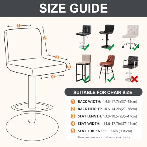 Image of Chair Covers Bar Stool Cover 2pc Bar Chair Cover Swivel Bar Stool Slipcover | Stretch Counter Height Bar Stool Cover High Back Chair Cover Counter Stool Bar Chair Covers for Kitchen Pub Dining Room,02