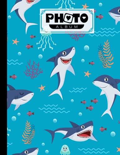 Photo Album: Album, Large Photo Albums with Writing Space Memo, Extra Large Capacity Picture Album, Family, Baby, Wedding, Travel Photo Book, 120 Pages | Sharks Cover by Theresia Schulz