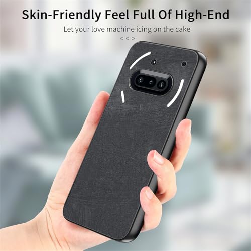 Image of for Nothing Phone (3a) Case Shockproof Slim Retro Leather Phone Back Cover - Black