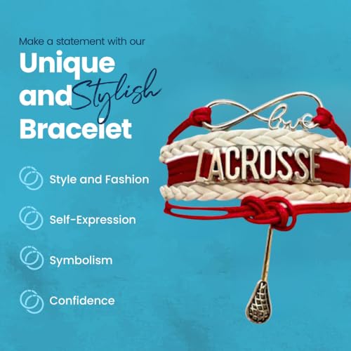 Image of SportyBella Lacrosse Bracelets For Girls - Adjustable Charm Bracelet w /Infinity Symbol & Silver Lacrosse Stick Charm. Friendship Bracelet Gifts for Players, Teams & Coaches