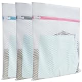 GEMLI Mesh Laundry Bags for Delicates β 3 Pack (12βΓ16β) with Color-Coded Zippers, Protects Clothes from Damage, Breathable Honeycomb Mesh, Washer & Dryer Safe bags - Ideal for Bras, Lingerie & Socks