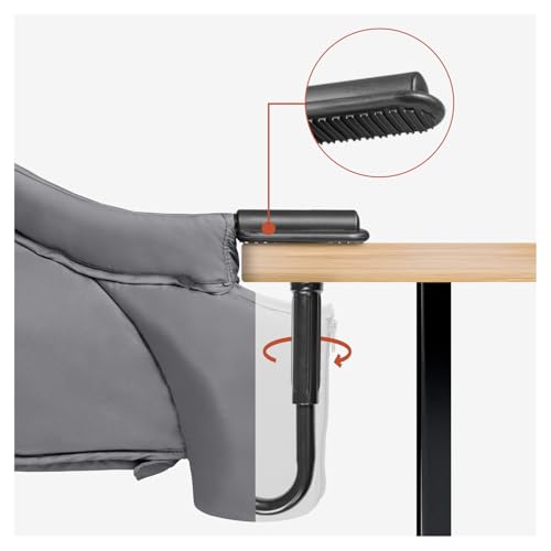 hauck Fix N Sit, Grau - Faltbarer Baby Tischsitz für Kinder ab 6 Monaten bis 15 kg, Einfache Befestigung an der Tischplatte, mit 5-Punkt-Gurt & Aufbewahrungsfach, Leicht & Tragbar, 37 x 42 x 32 cm