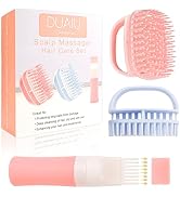 DUAIU Hair Oil Applicator with 2PCS Hair Scalp Massager, Silicone Root Comb Applicator Bottle and...