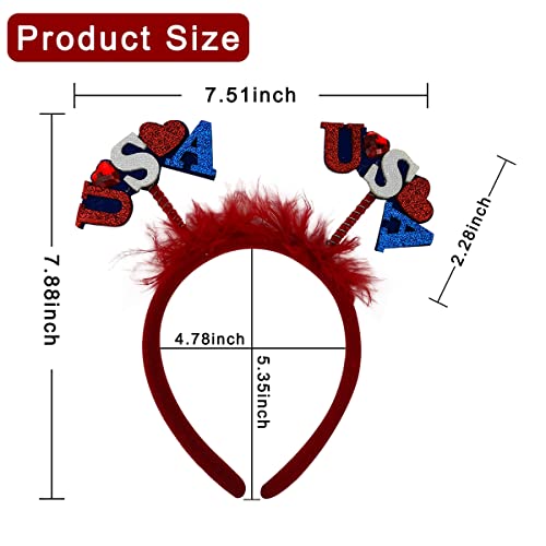 Tebwpiy 4Th Of July Headband Independence Day Patriotic Head Boppers Party Parade Hair Decoration Supplies American Flag & Usa Headband For Women Kids Girls Hair Hoop Headwear #TOP4