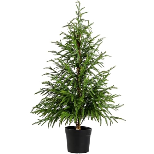 Artificial Norfolk Pine Tree Real Touch- 3ft (36") Faux Christmas Topiary Trees Faux Greenery Outdoor Potted Plants for Outdoor Front Porch Realistic Fake Indoor Tree Home Decor (1)