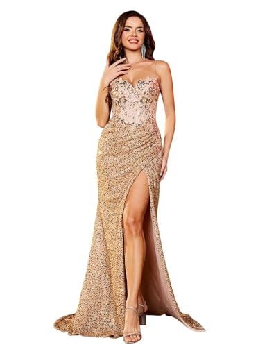 Mermaid Prom Dresses 2025 Sequin Evening Gowns for Women Formal Beaded Sparkly Homecoming Dresses Long 2025