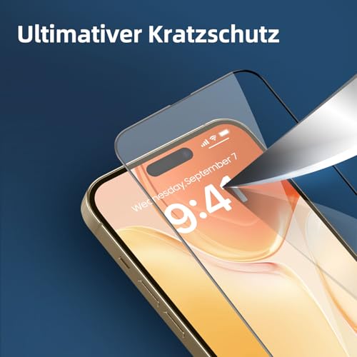 NEW'C 3 Stück Full Screen für iPhone 14 Pro Panzerglas (6,1 Zoll), Schutzglas [Auto-Installation], Frei von Kratzern, 9H Härte, Displayschutzfolie, Ultrabeständig folie 6