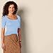 Amazon Essentials Women's Slim-Fit Half Sleeve Square Neck T-Shirt, Blue, Medium
