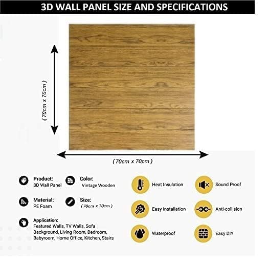Image of 3D Brick Wallpaper for Wall | Self Adhesive PE Foam DIY Panel | Peel & Stick Decor for Home, Living, Bedroom & Office (70 x 77 cm, Appx 5.8 Sq Ft) (1, Dark Brown)