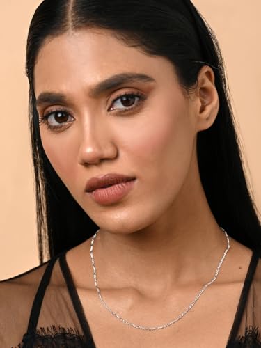Image of Clara 925 Sterling Silver Figaro Chain Necklace in 18 inches |Gift for Women and Girls| With Certificate of Authenticity and 925 Stamp