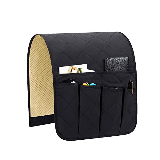 Teniux Non-Slip Couch Sofa Chair Armrest Organizer with 5 Pockets Armchair Caddy for Smart Phone, Book, Magazines, Ipad, TV Remote Control Holder