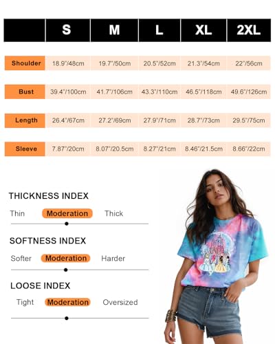 Tie Dye Shirt Women - Novelty Tie Dye T Shirt Short Sleeve Round Neck Casual Trendy Graphic Tee for Girls2