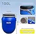 Blue Plastic Barrel Water Tank - Open Top Storage Drum with Lid & Latch Ring - Air Tight Industrial Keg for Liquid Storage & Transport - Durable, Versatile Container