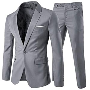 Allthemen Mens Suits 2 Piece Slim Fit Wedding Dress Suit One Button Business Suit Blazer Jackets Trousers